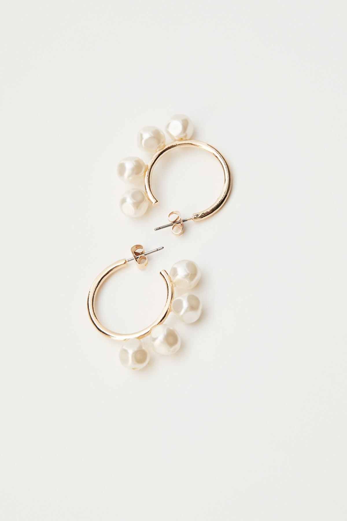 Pull & Bear Kadın Altın Rengi 2’Li Suni İncili Halka Küpe