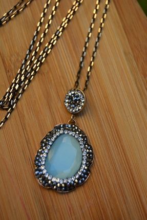 Jewellery Kedi Gözü Bebek Mavisi Kadın Kolye F03411