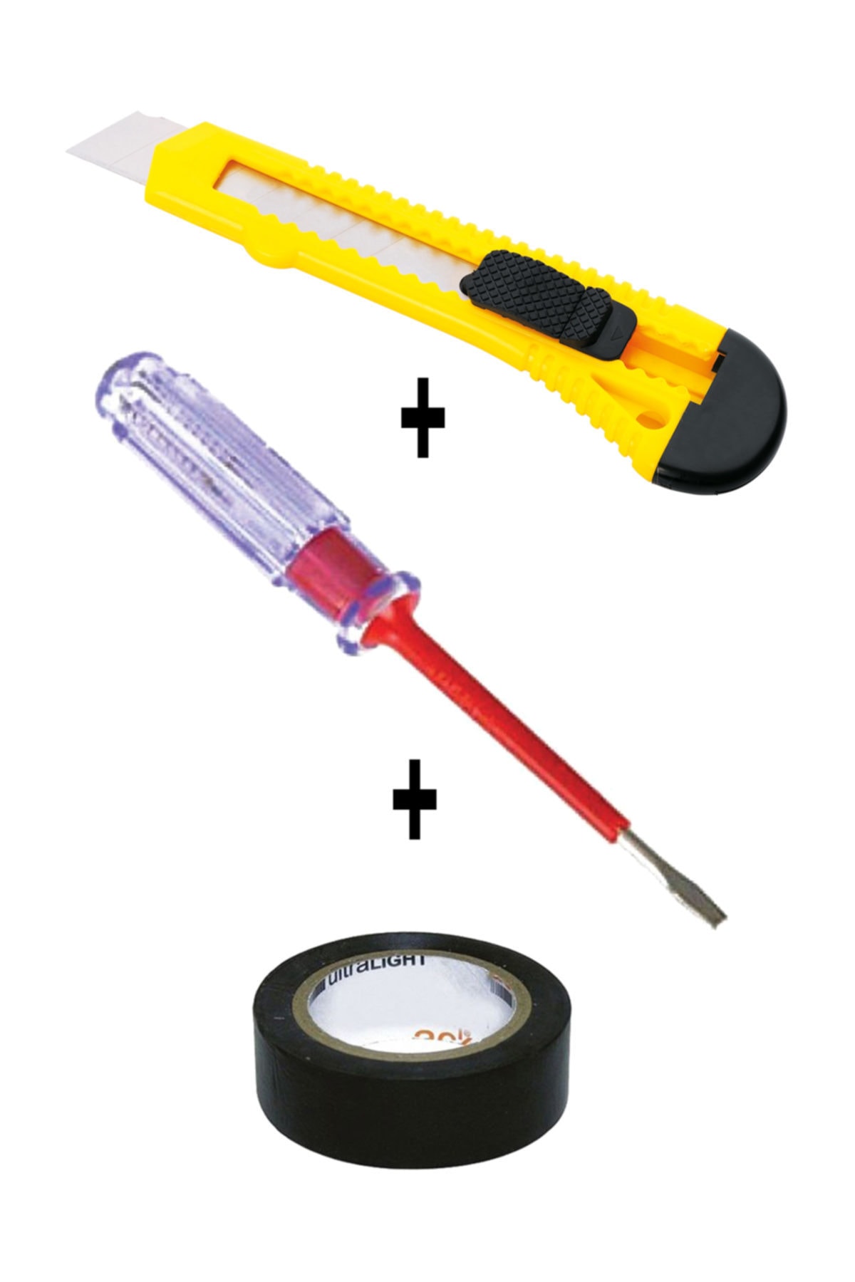 Genel Markalar Kontrol Kalemi Seti Maket Bıçağı-kontrol Kalemi-elektirik Bandı ( 3 Set ) -1001927