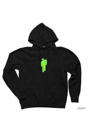 Billie Eilish Logo Green Siyah Kapşonlu Sweatshirt / Hoodie ZH2579