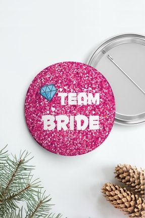 Bekarlığa Veda Team Bride Rozet, Pembe Parıltılı pembe-teambride-rozet