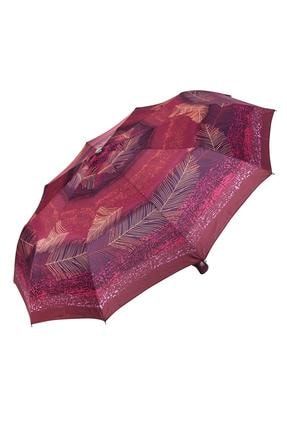 Snotline Tam Otomatik 10 Telli Kadın Şemsiyesi Yaprak Desenli Kırmızı 17L 16600