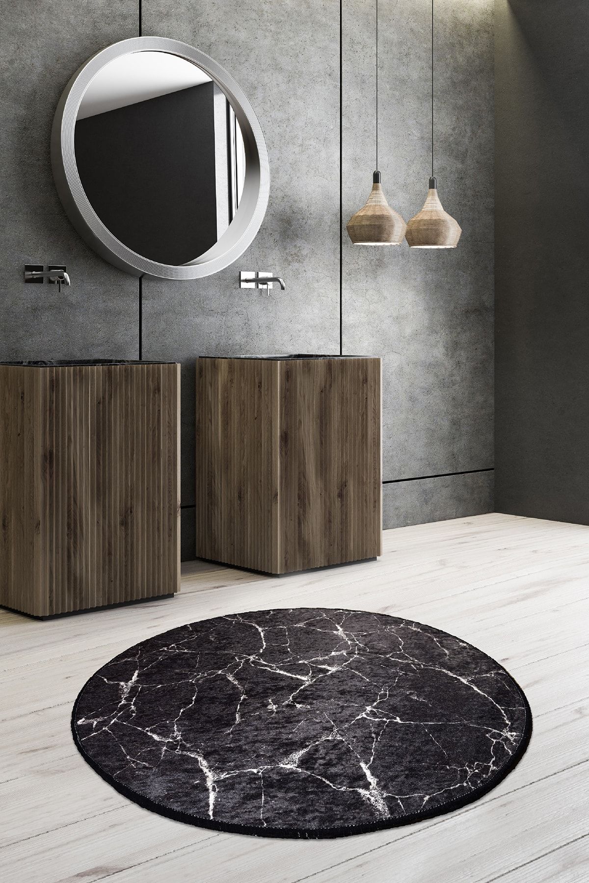 Chilai Home MARBLE DJT ÇAP 100 cm Banyo Halısı