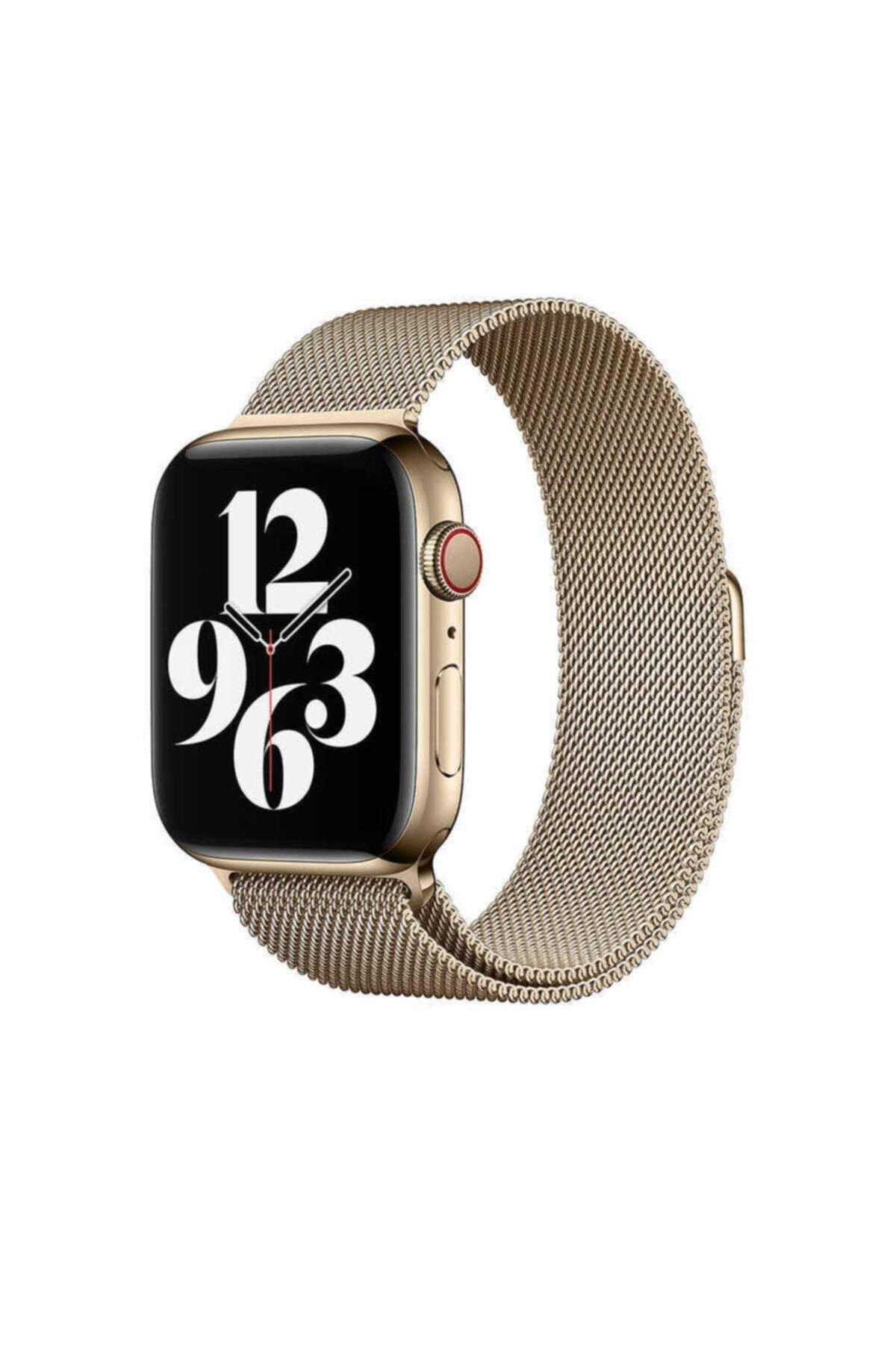 Apple Watch Uyumlu 38mm Metal Tasarım Mıknatıslı Kordon - Gold
