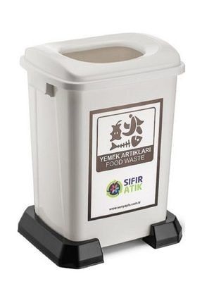 Şenyayla Sıfır Atık Geri Dönüşüm Çöp Kutusu Kovası 70 lt Beyaz Yemek Atıkları 1100011026