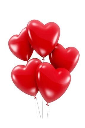 50 Adet Kırmızı Baskısız Kalp Balonu 30cm Romantik Kalpli Balonlar KZP1351