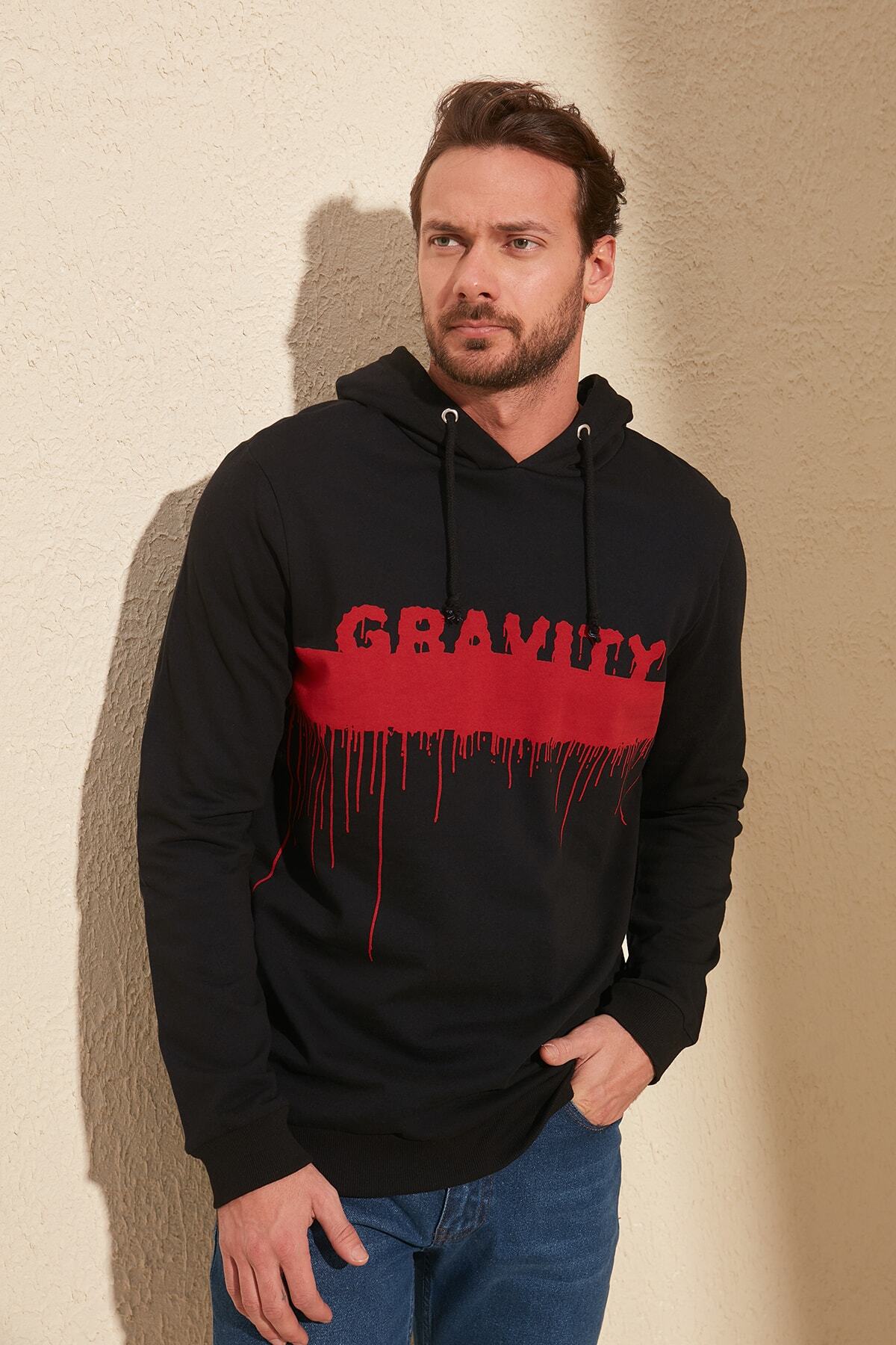 TRENDYOL MAN Siyah Erkek Baskılı Sweatshirt TMNSS20SW0003 Fiyatı ...