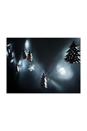 Dekoratif Minyatür Çam Ağacı Kar Tanesi Dizili Pilli Ip Led çamled01
