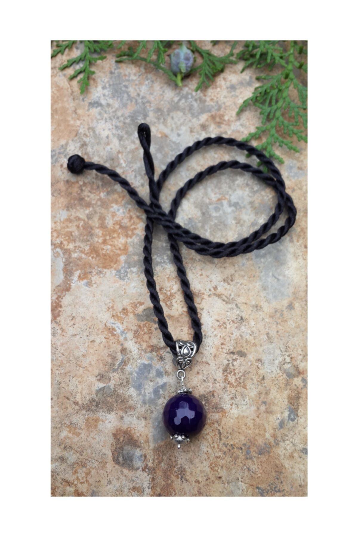 Stoneage-Purple Agate Natural Stone Necklace 3