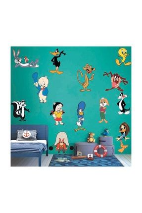 Looney Tunes Kahramanları 34 Parça Mega Set Çocuk Odası Duvar Sticker KT43GLOONRY
