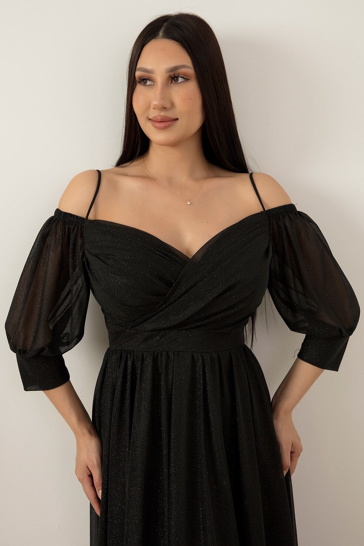 PULLIMM-Balloon Sleeve Midiboy Tulle Evening Dress 39626 2