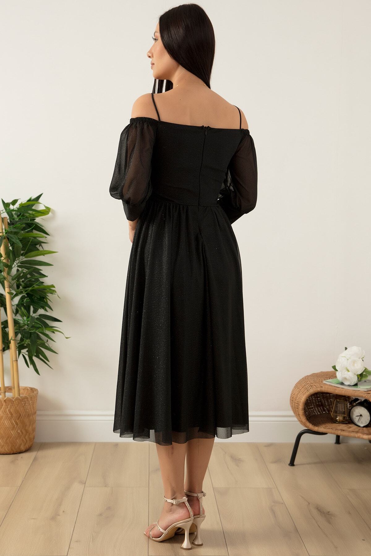 PULLIMM-Balloon Sleeve Midiboy Tulle Evening Dress 39626 6
