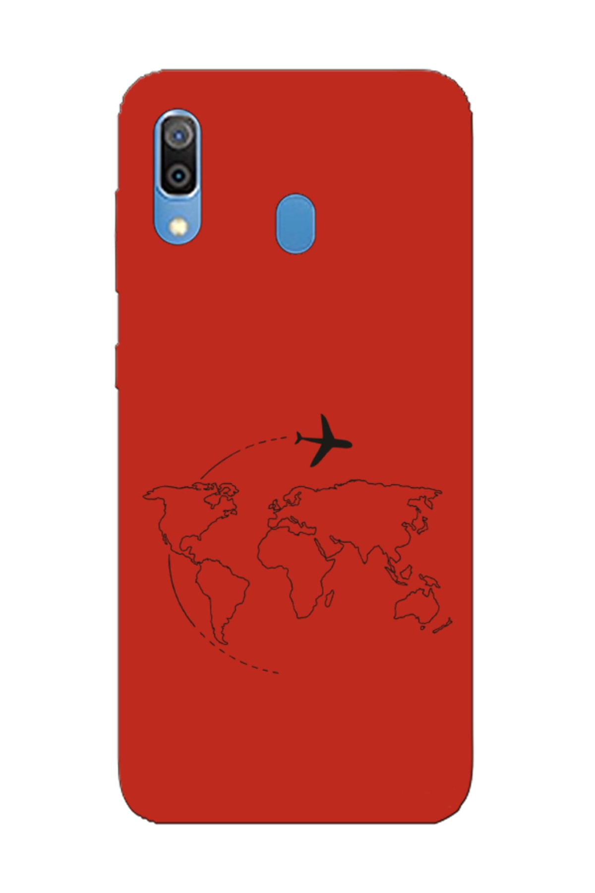 Samsung A20 Map Airplane Red Phone Case