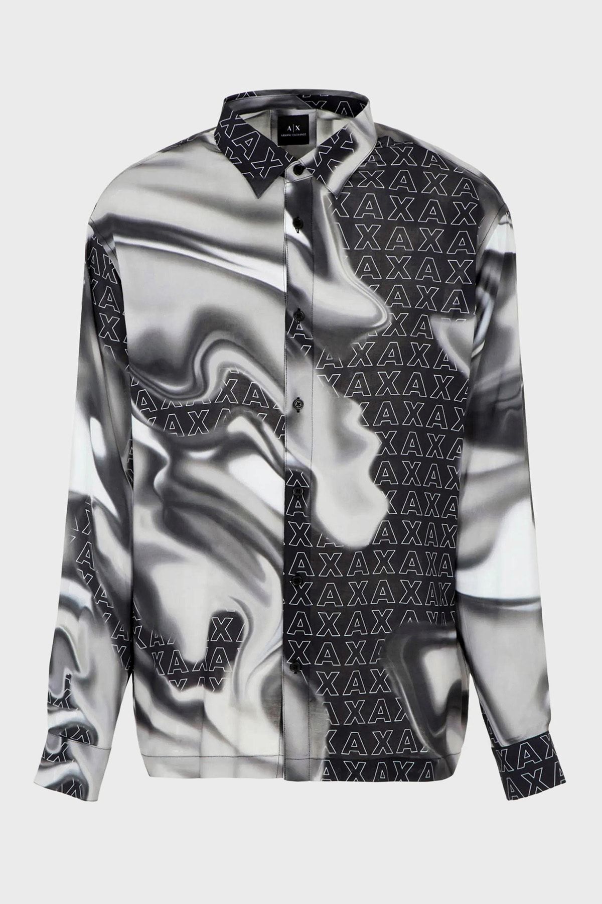 پیراهن / بلوز دکمه دار مشکی مردانه آرم طرح 6rzc10 ZnRNZ 22BS Armani Exchange