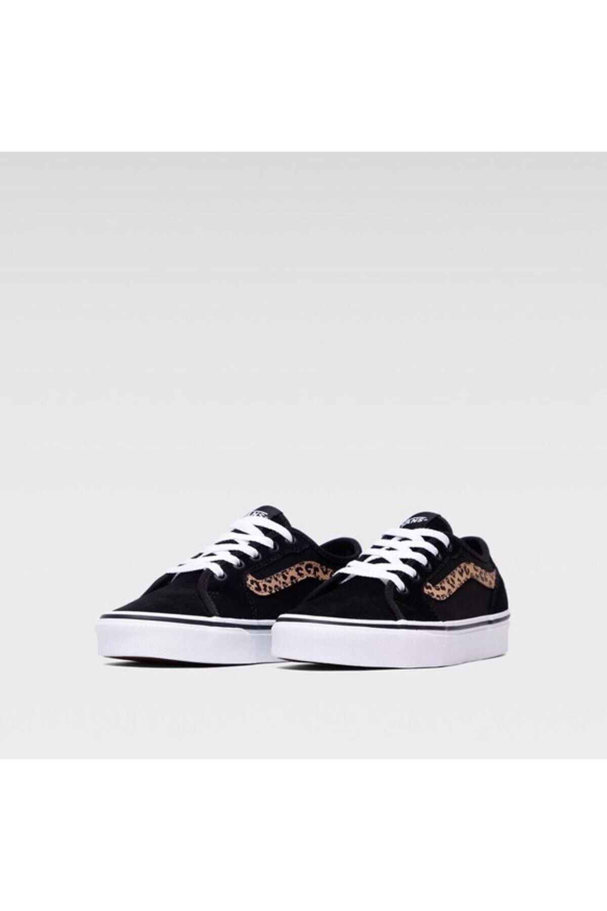 Black vans leopard print stripe sales