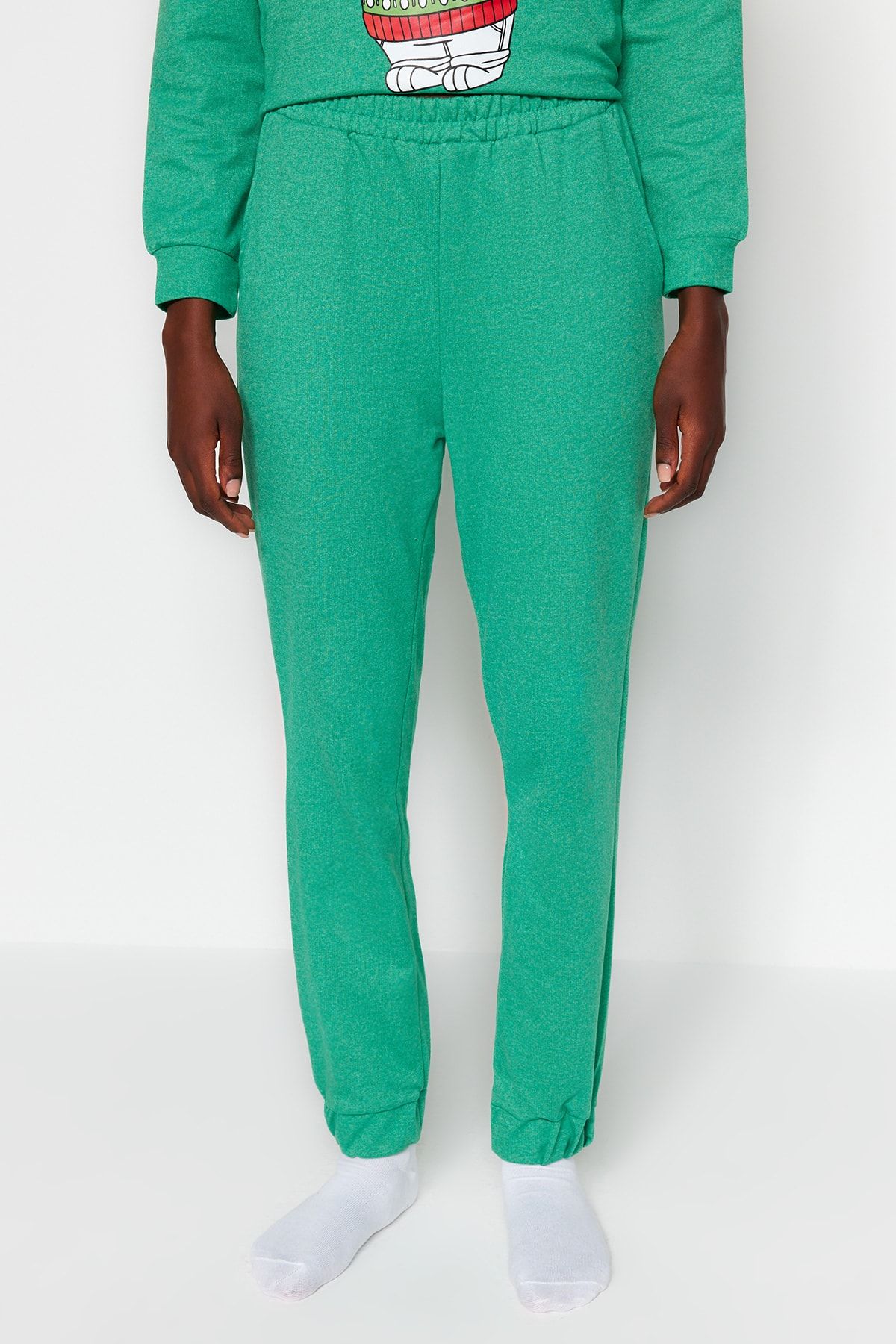 Trendyol Collection-Green Cotton Winter Themed Knitted Pajamas Set Thmaw22Pt1333 15