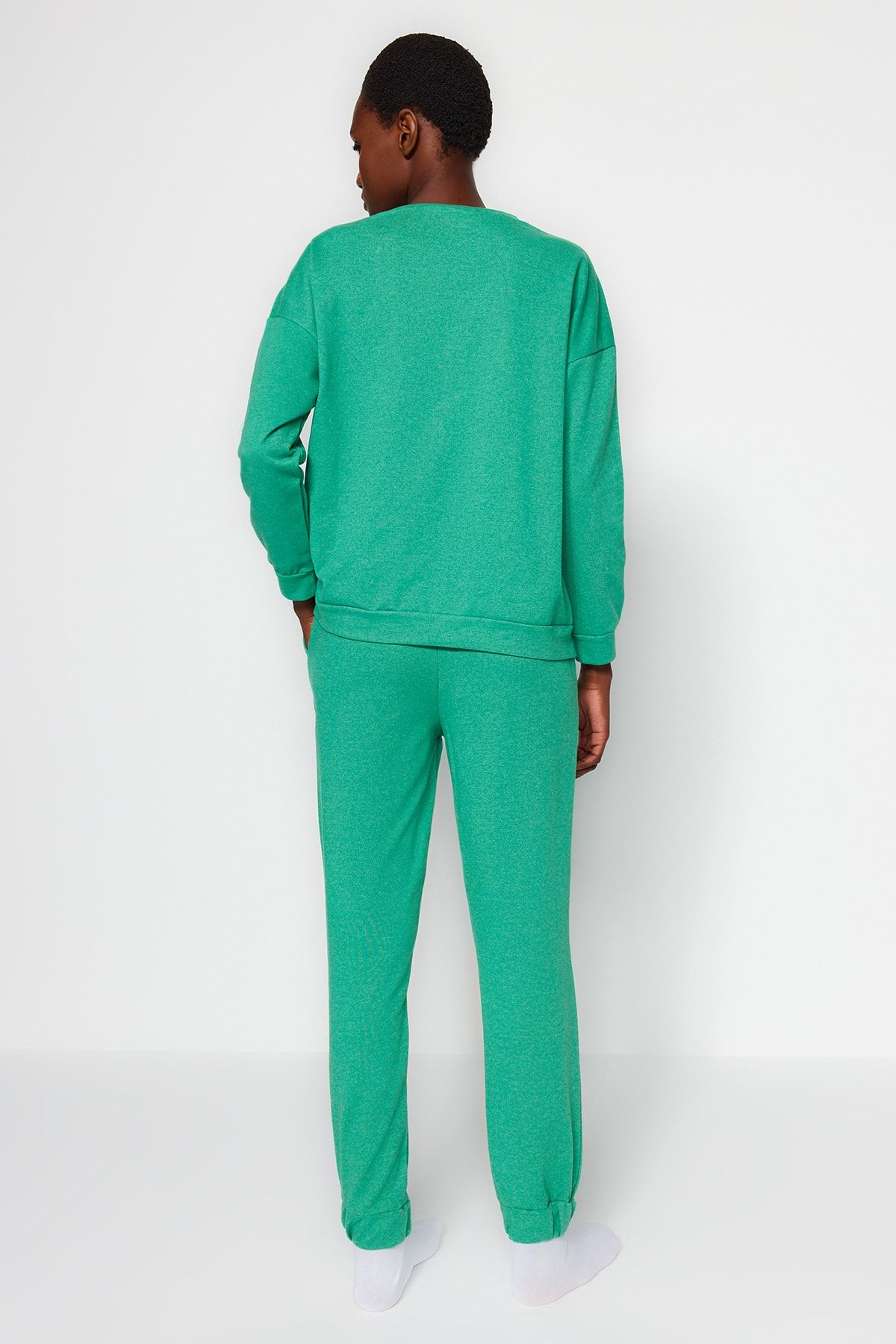 Trendyol Collection-Green Cotton Winter Themed Knitted Pajamas Set Thmaw22Pt1333 6