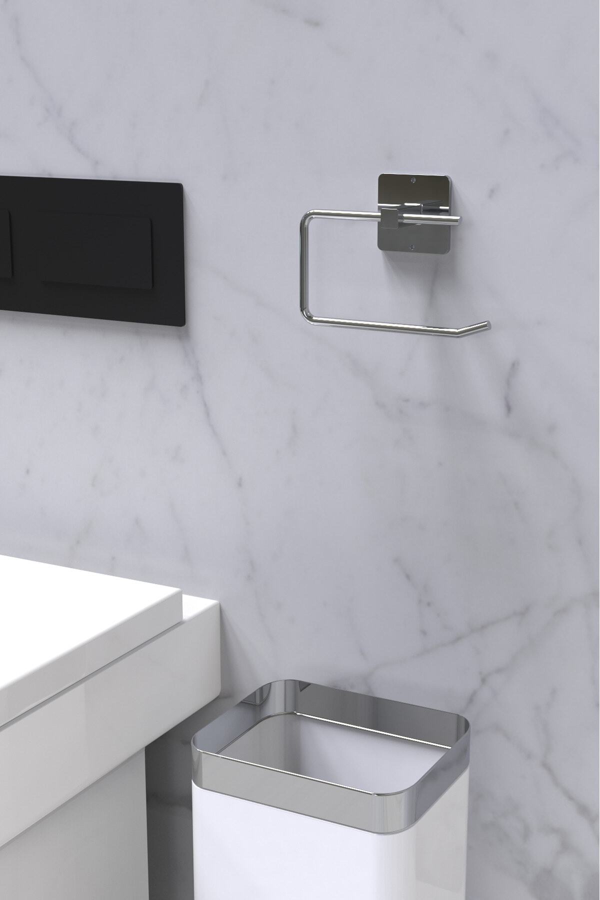 KARTEYA-Adhesive Silver Toilet Paper Holder/Toilet WC Paper Holder 3