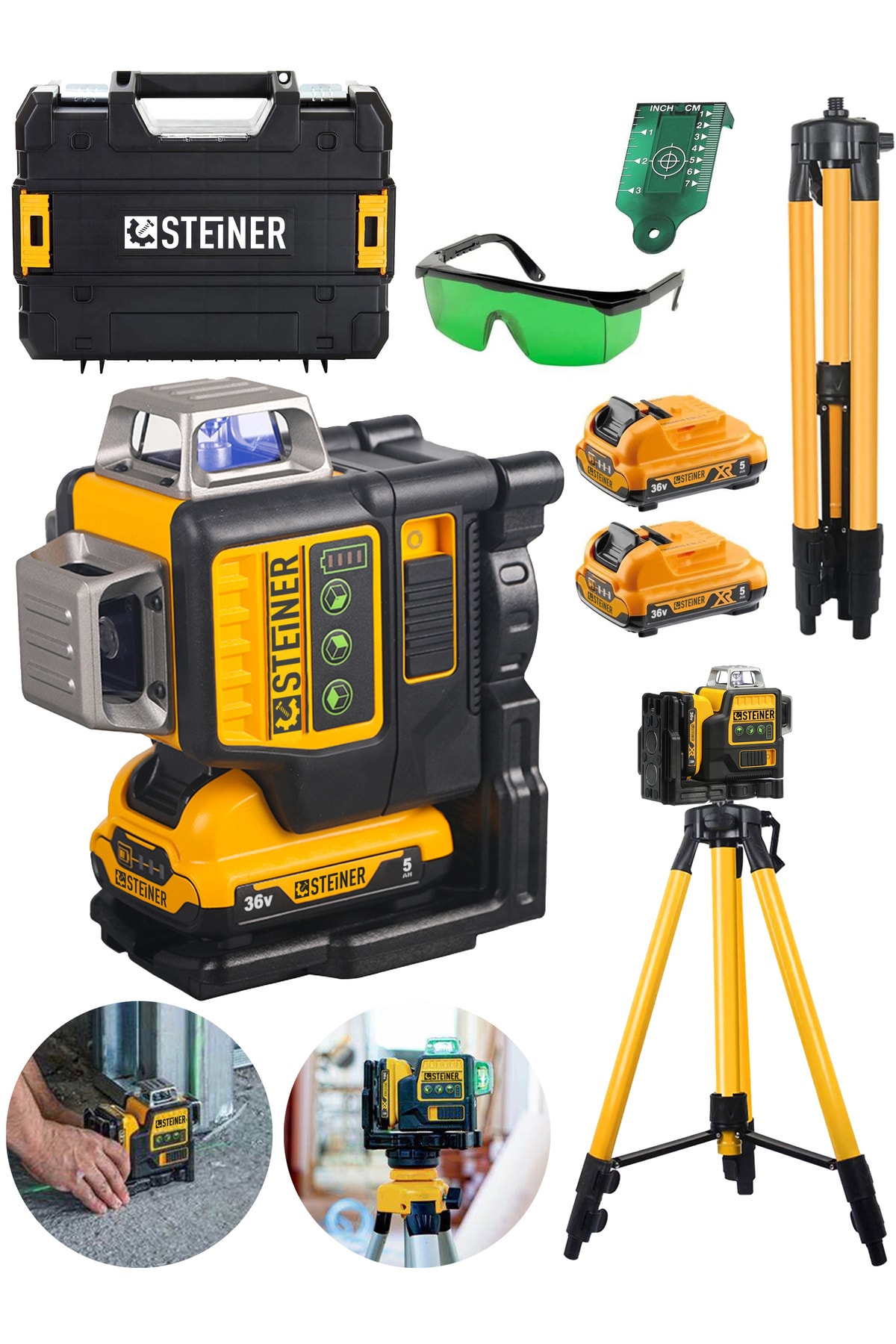 アート工房K ローリング・リスター STEİNER Alman 36 V 5 Ah Profesyonel Çift Akülü 12 Köşe 360