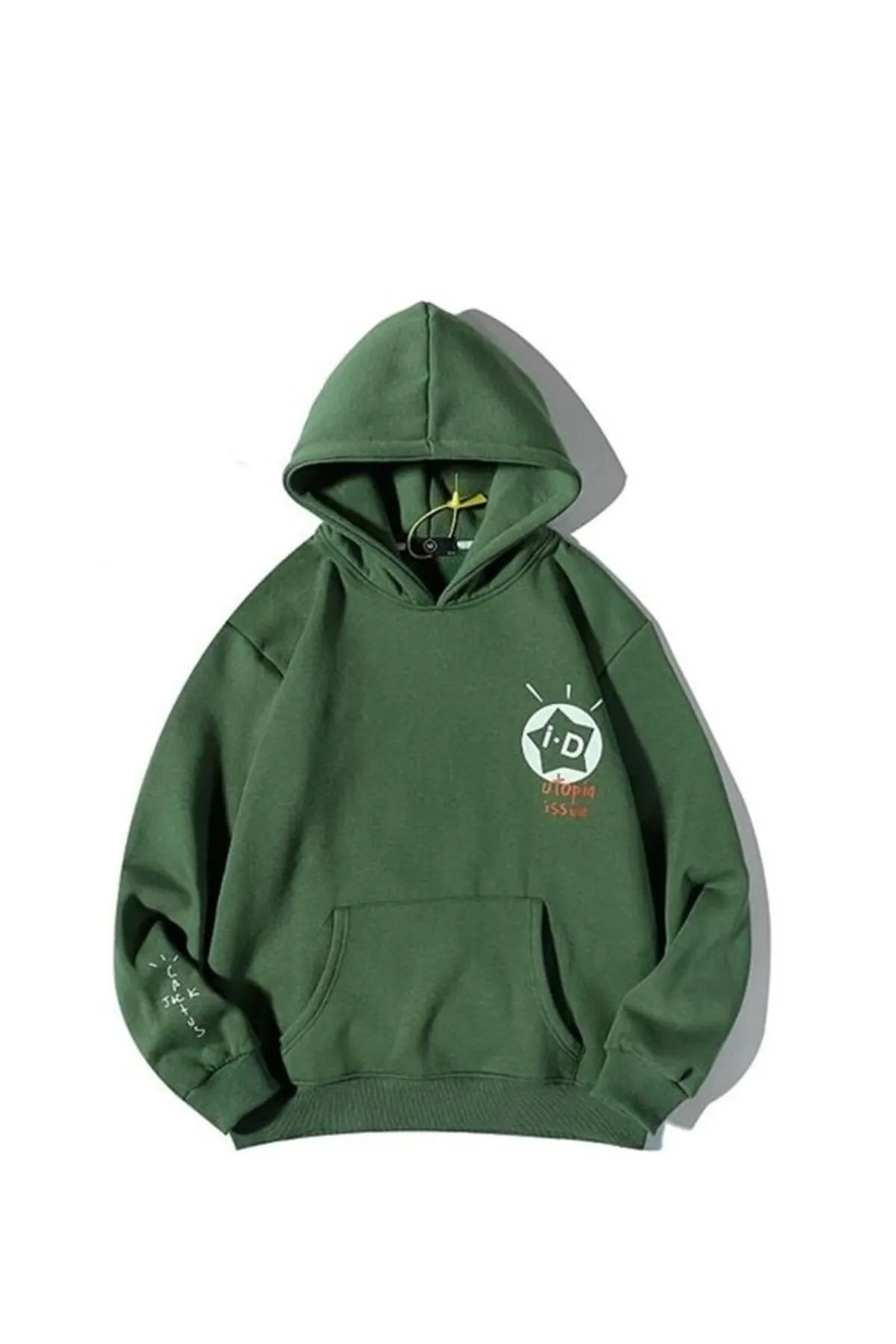 Keywest I-D Cactus Baskılı Kapüşonlu 3 iplik Oversize Hoodie Sweatshirt