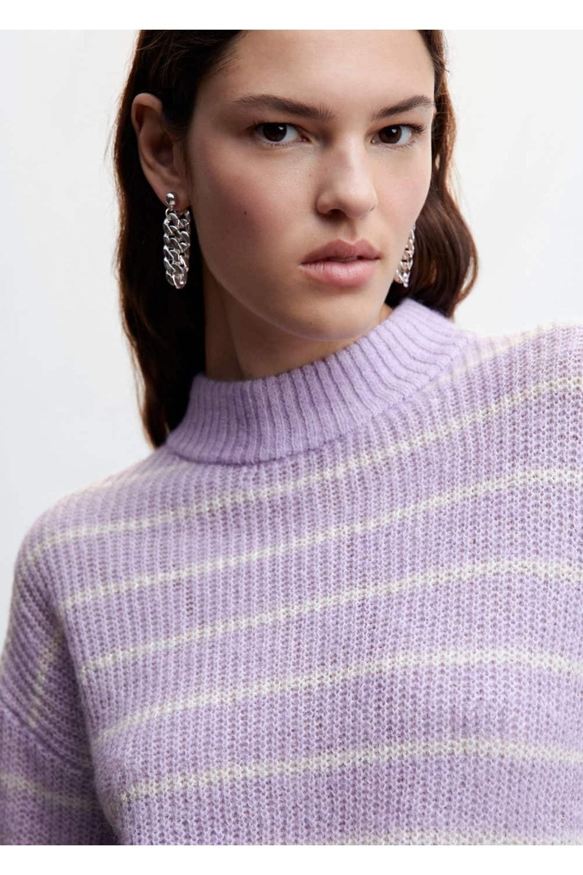 MANGO Woman-Gestreifter Lurexpullover 6