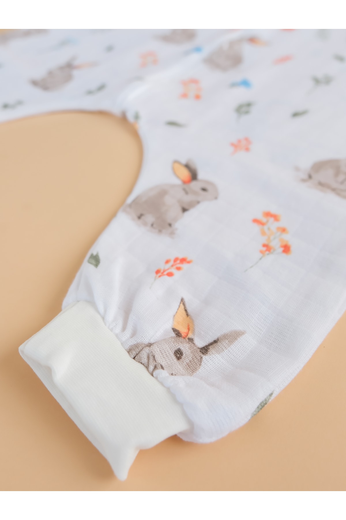 LUCEAT&PAMPER Oeko-Tex Sertifikalı Yazlık Müslin Kumaş Uyku Tulumu, 0,5 tog Kız Erkek Bebek Uyku Tulumu Tavşan fotoğrafı 4 (önizleme)