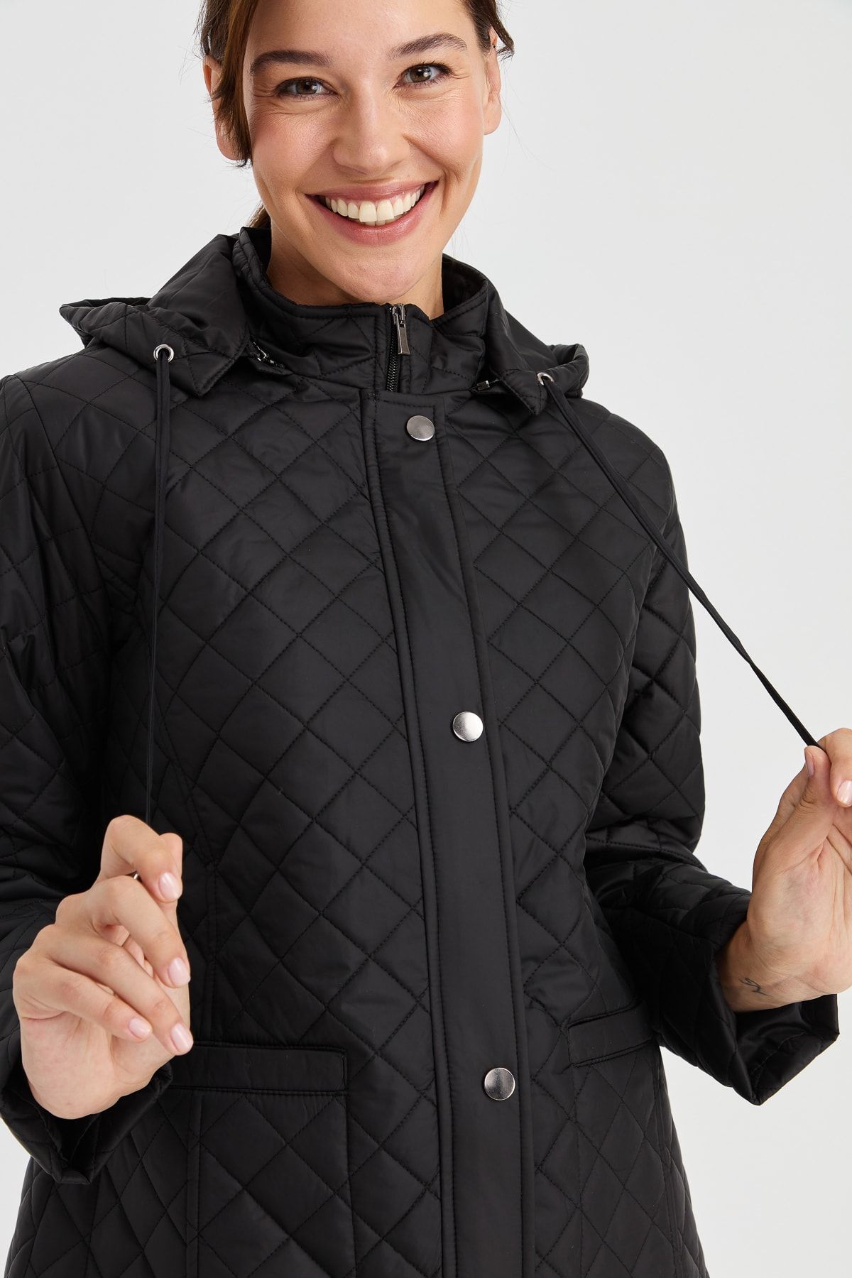 Womens short black quilted jacket top