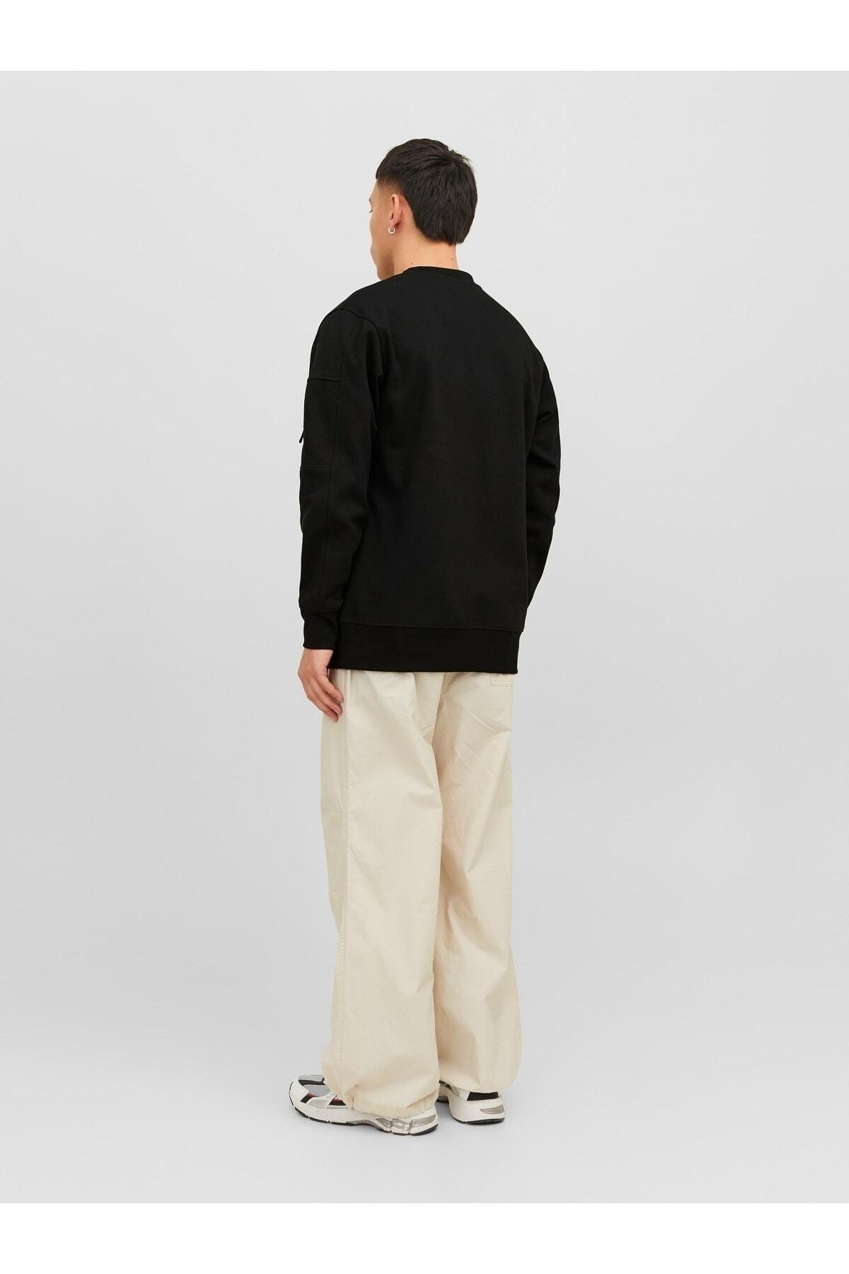 سویشرت مردانه مشکی جک اند جونز | 12240222 اورجینال - تصویر 3