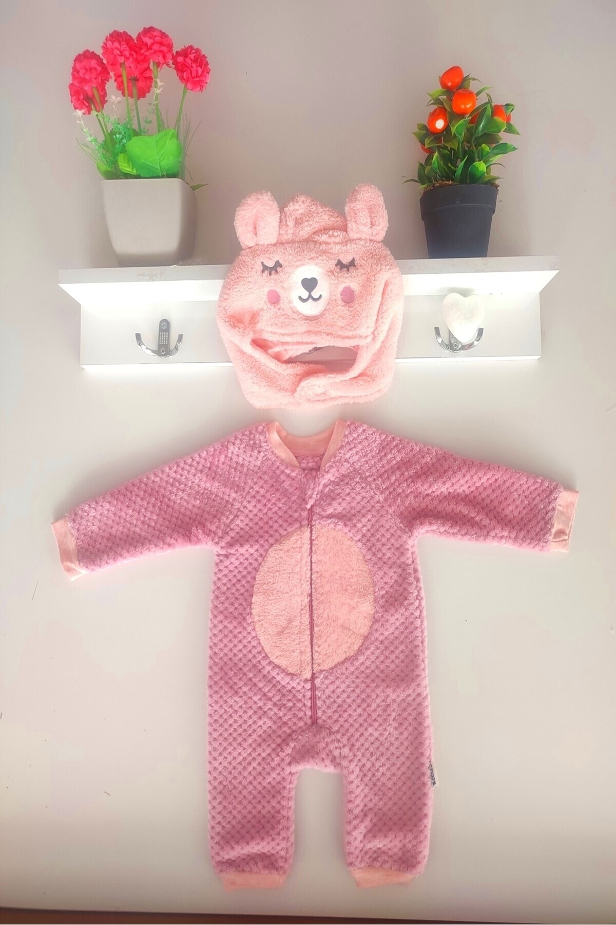 dubi baby NECİXS welsoftlu ayıcık şapkalı 2'li fermuarlı bebek tulumu fotoğrafı 2 (önizleme)