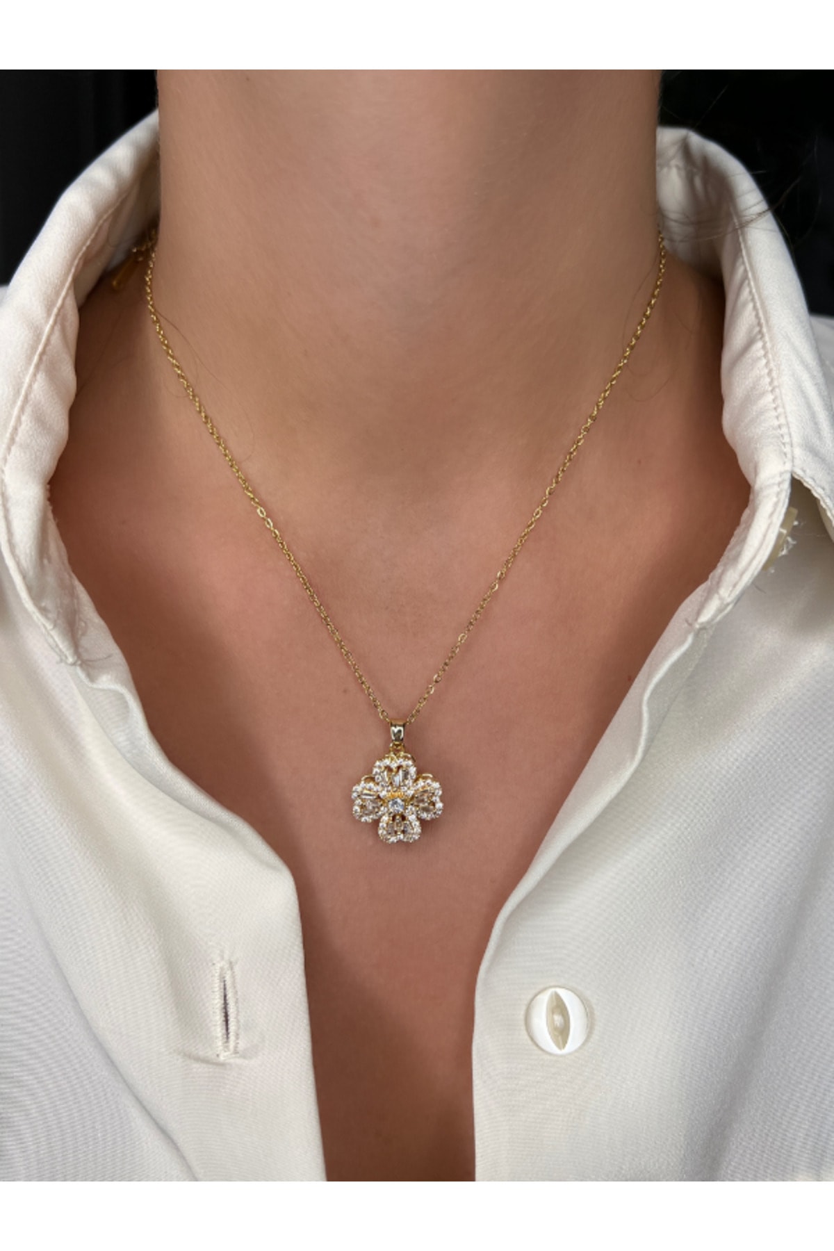 Gold Stress Relief Flower Model Stainless Steel Necklace