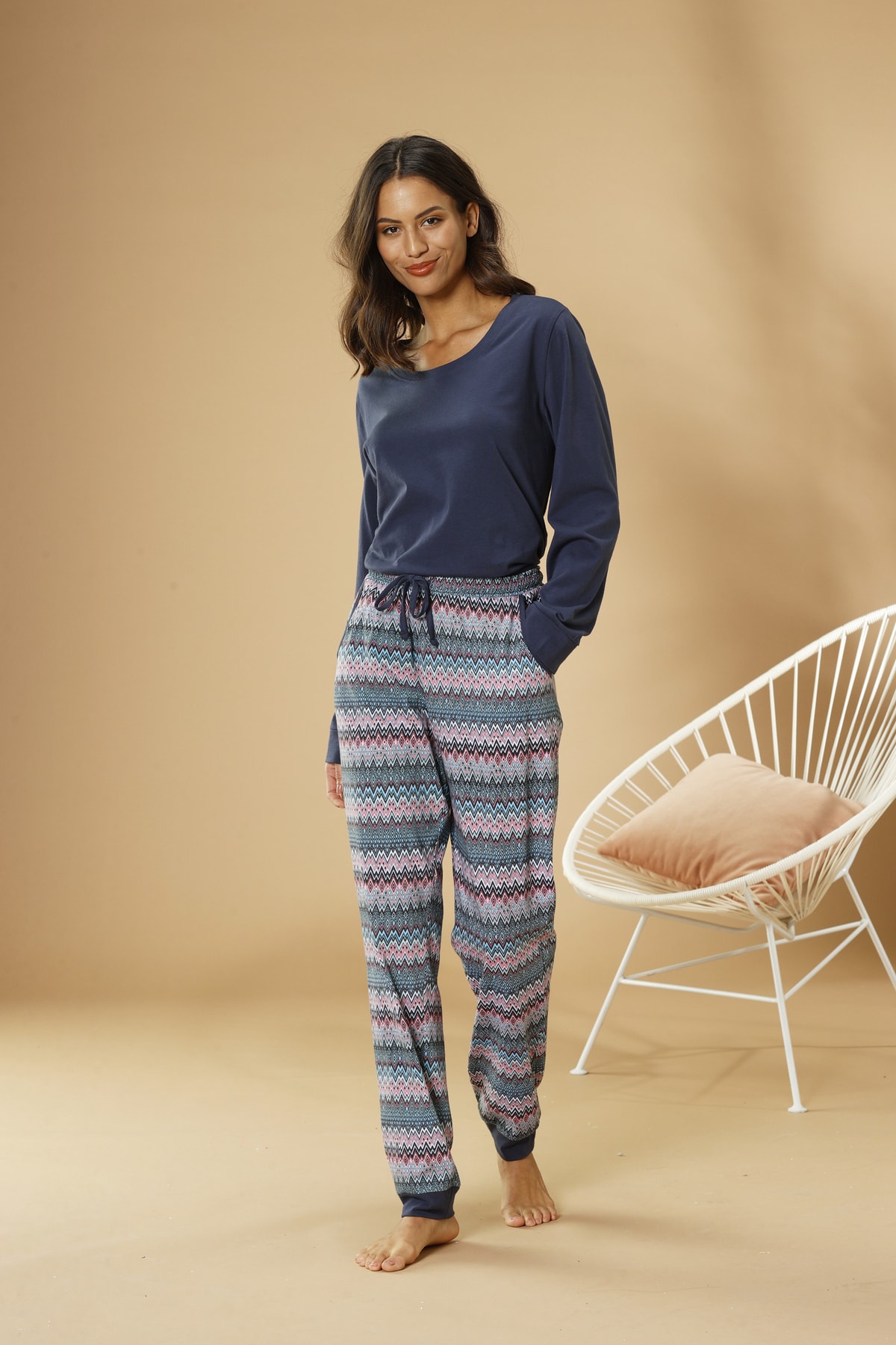 Trendyol - set - Dunkelblau Vivance Unifarben - Pyjama