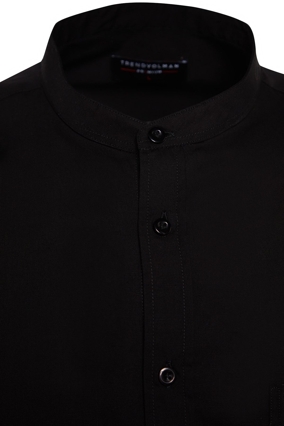 Trendyol Collection-Cămașă neagră cu guler high-end ediție limitată - Regular Fit TMNAW24GO00027 11