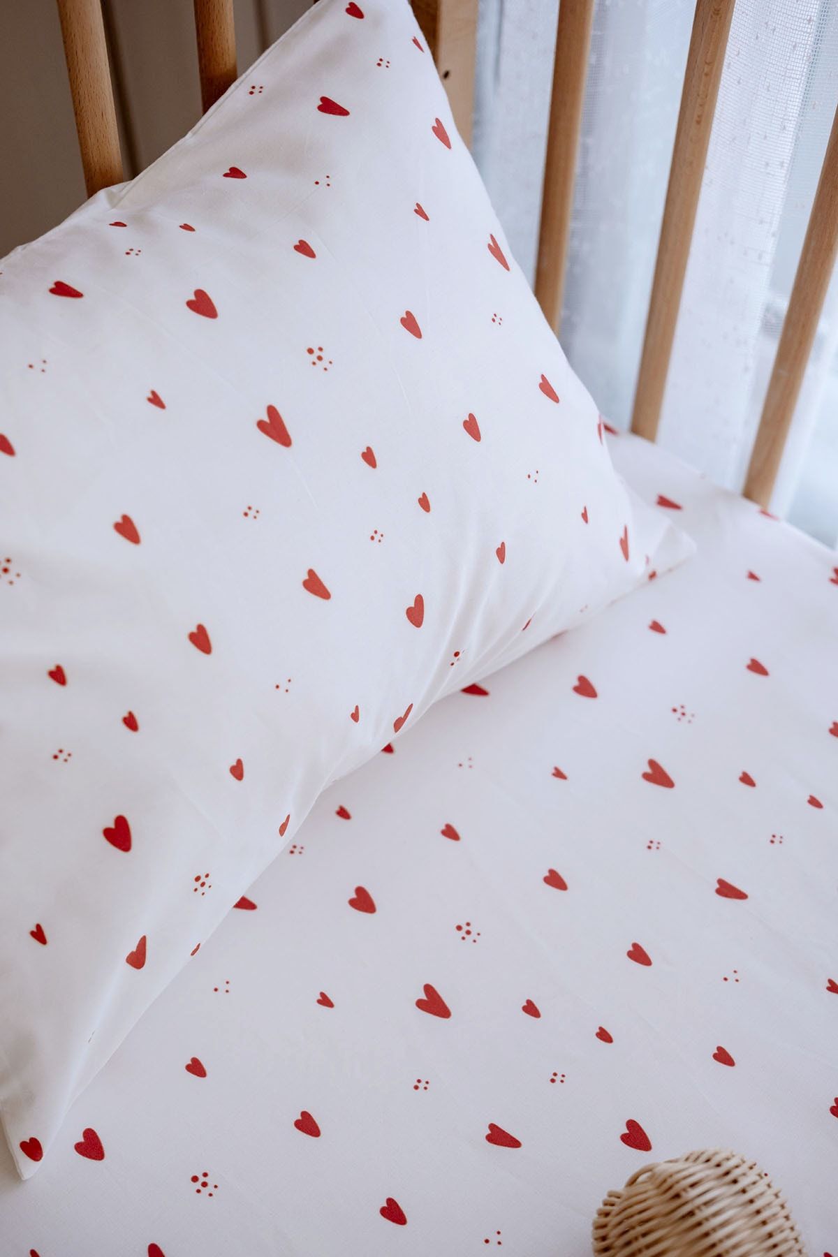 TBA COLLECTION-Elastic Sheet Set (80X140)| Red Hearts 3