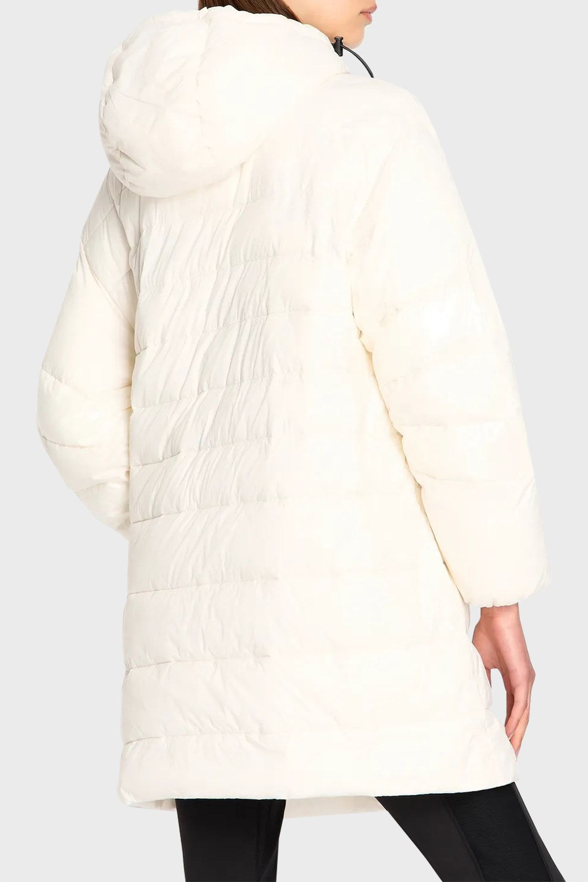 Armani Exchange Hooded Two Way Zippered Regular Fit Puffer Long