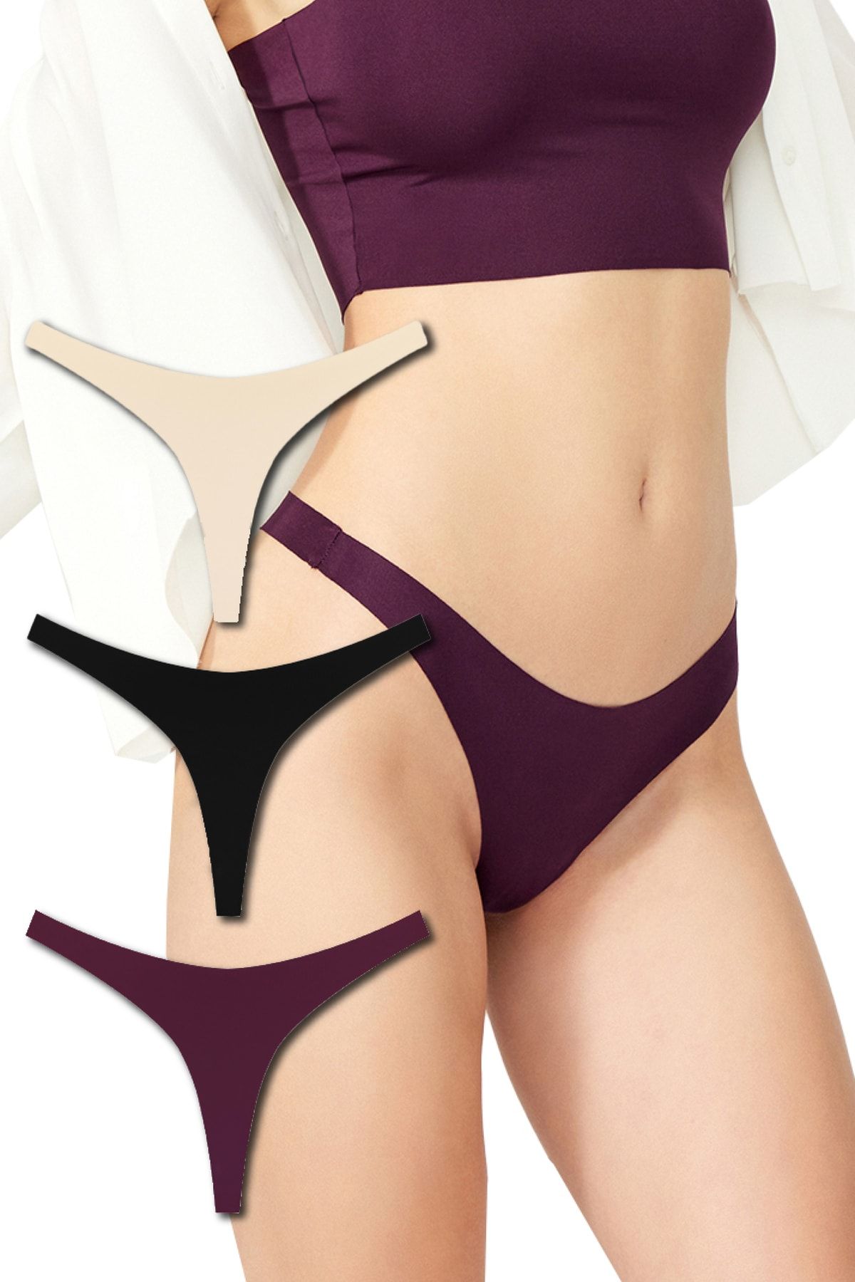Barbara Angelus Special Gift Boxed, 3-Piece Women's Underwear Laser Cut  Non-Marking Flexible Thong Panties - Trendyol