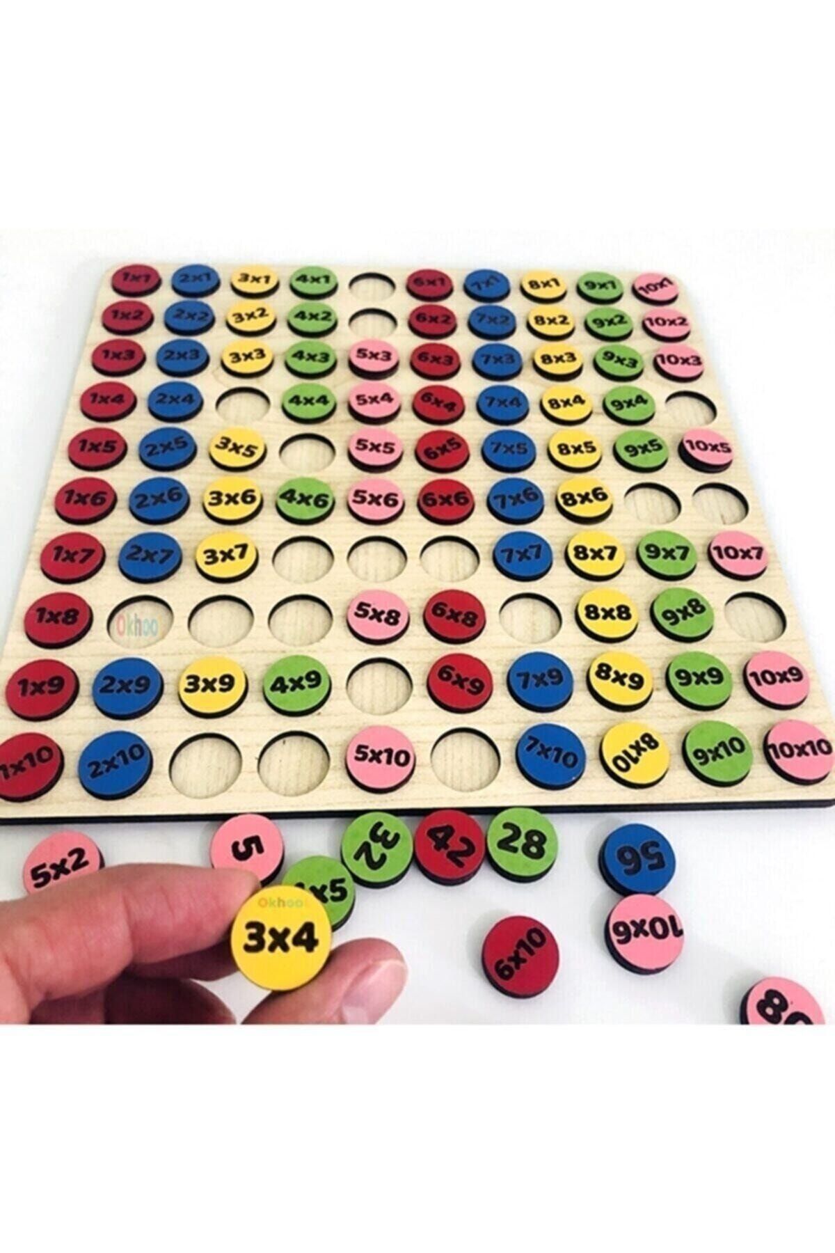 a r 100 Pieces Wooden Toy Multiplication Table with Answers Back