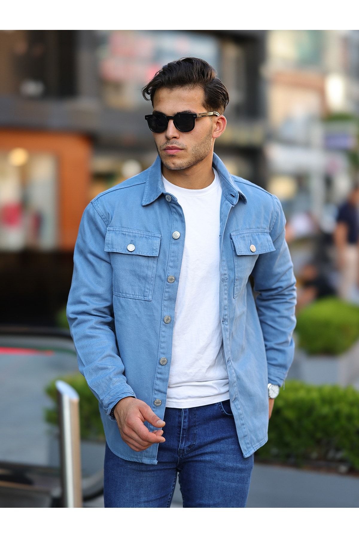 comstar Oversize Flap Pocket Denim Shirt Trendyol