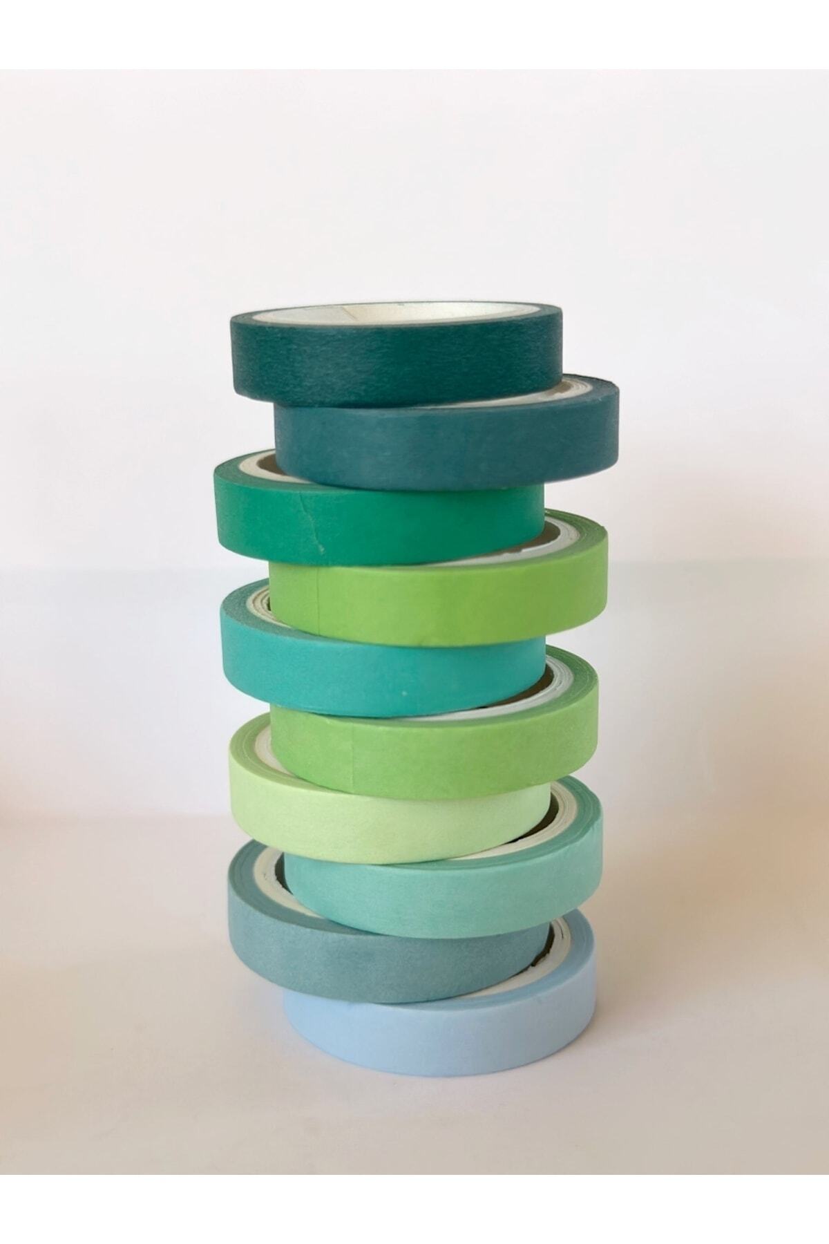 10-Piece Decorative Paper Tape | Green Shades (8mmX4m)