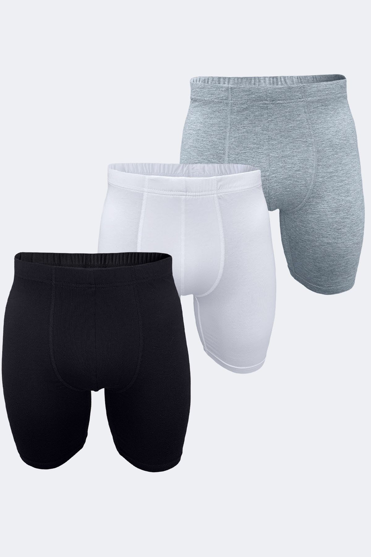 Malabadi Gray White Black 3 Pack Men's Long Leg Modal Boxers 3m018 -  Trendyol