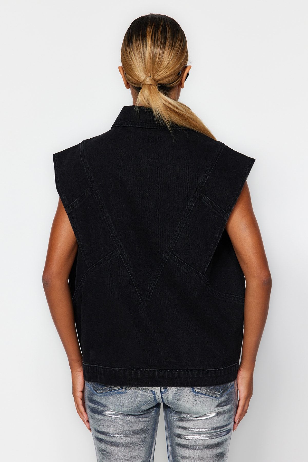 Dark denim on sale vest womens