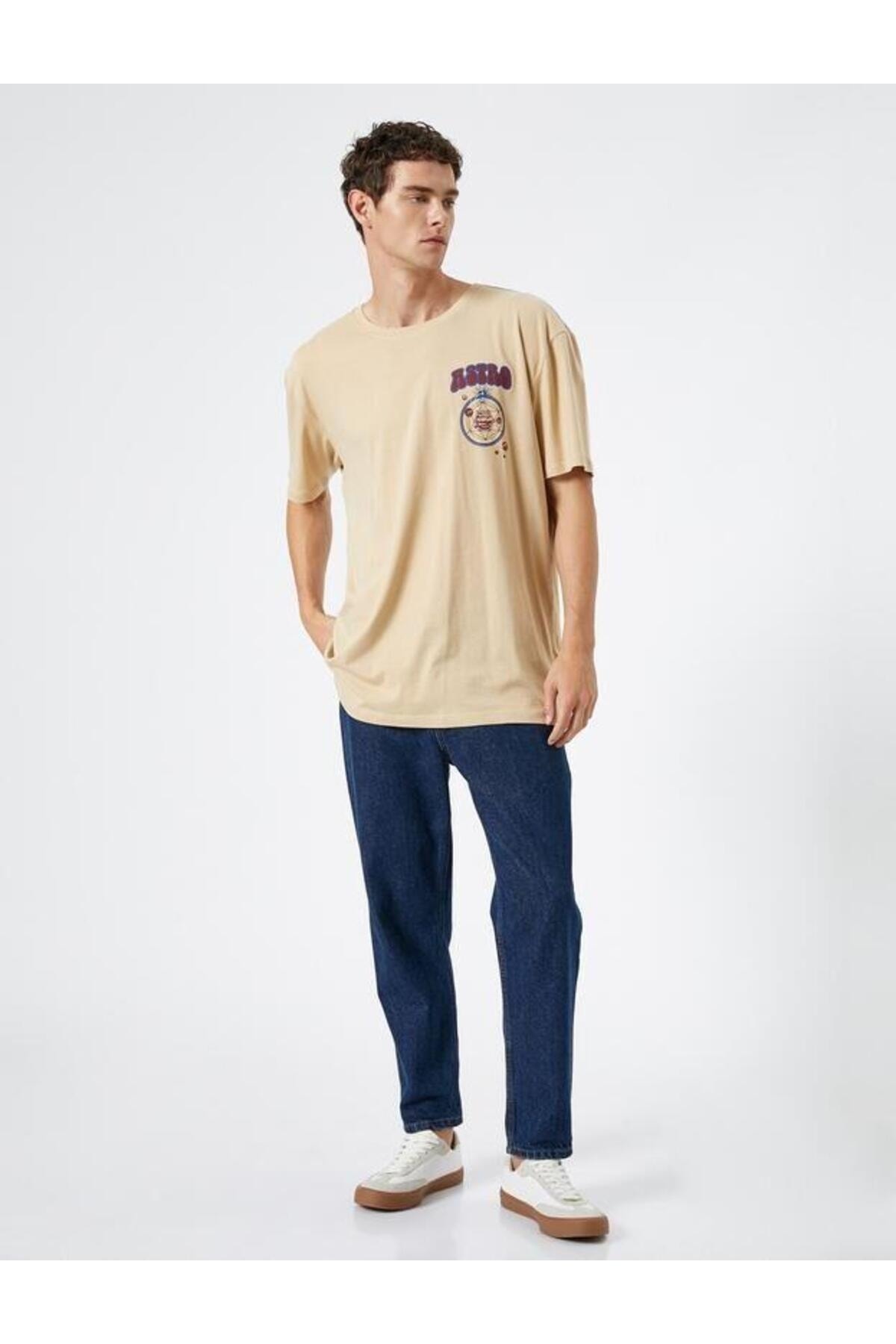 تیشرت مردانه بژ کوتون | 3SAM10421HK اورجینال - تصویر 4