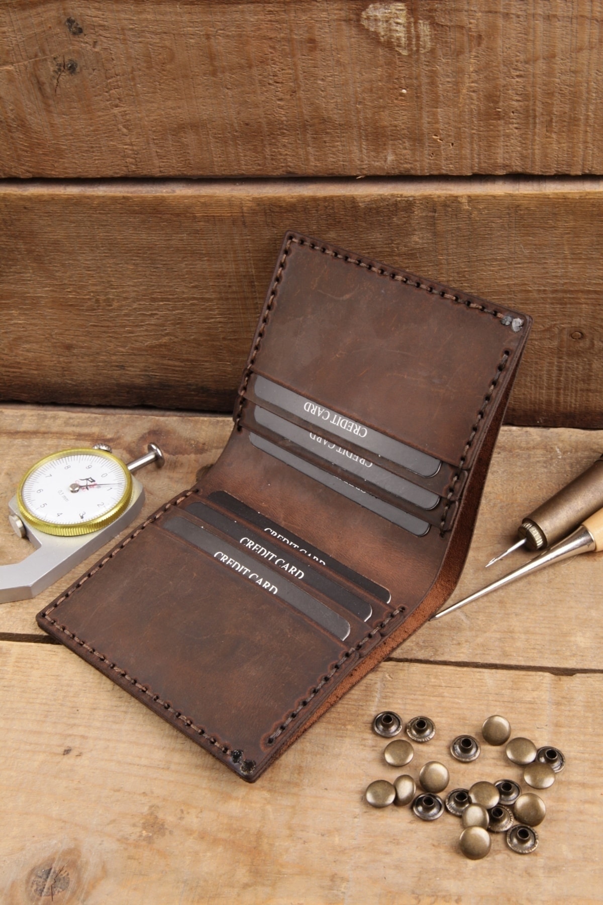 New Coast Leather 1900's Hakiki&gerçek Deri %100 El Yapımı Koyu Kahverengi Erkek Cüzdanı görsel 4