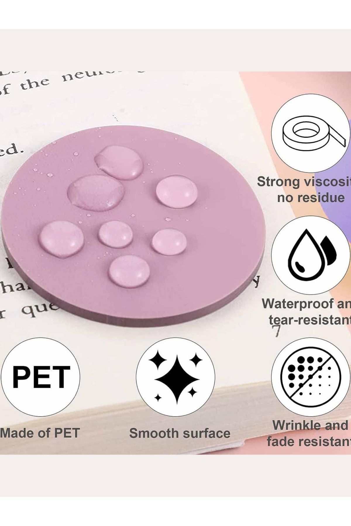 EZOSHOP-Transparent Colored Post-it Sticky Post-It Note Paper Dairenot Set of 5-2 Soft Colors 5