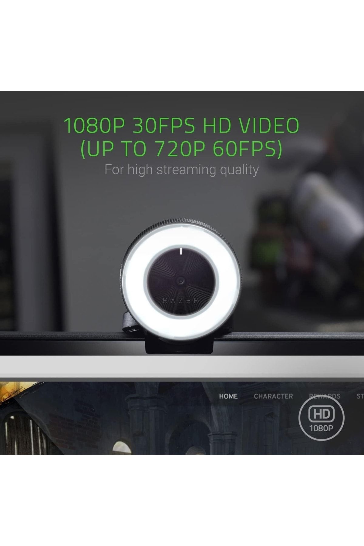 RAZER-Kiyo Rz19- 02320100 -R3M1 - Black Desktop Web Camera, Equipped with Ring Light 5