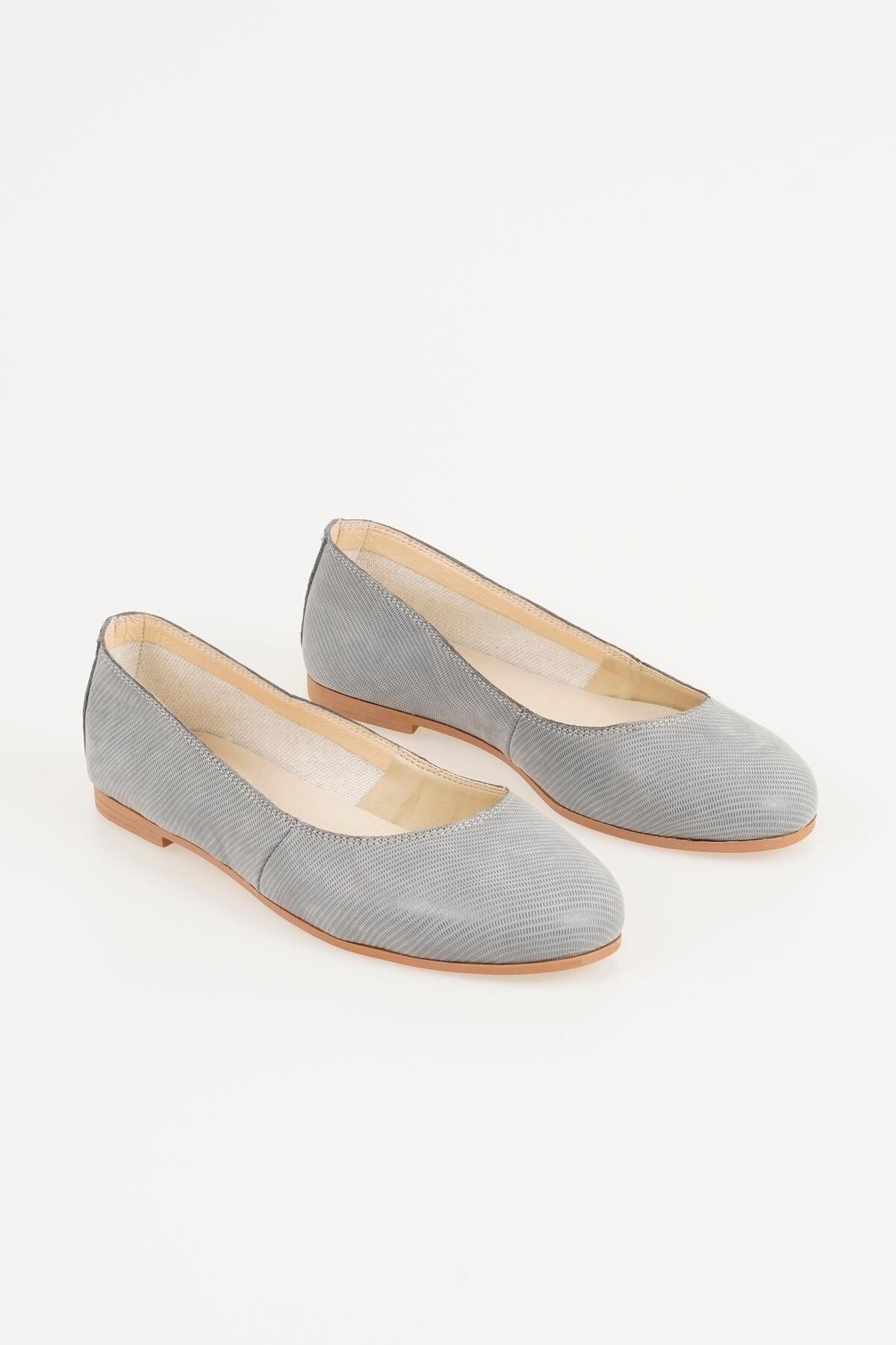 CZ London Ballerina Flats Gray Flat Trendyol