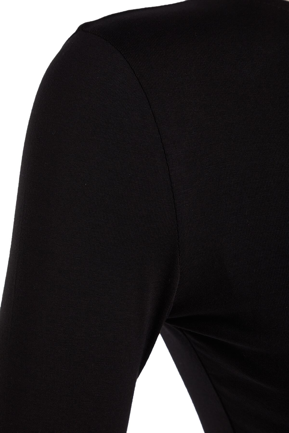 Trendyolmilla  Siyah Pamuklu Esnek Sırt Dekolteli Fitted/Vücuda Oturan Esnek Bluz TWOAW24BZ00160 - Görsel 7