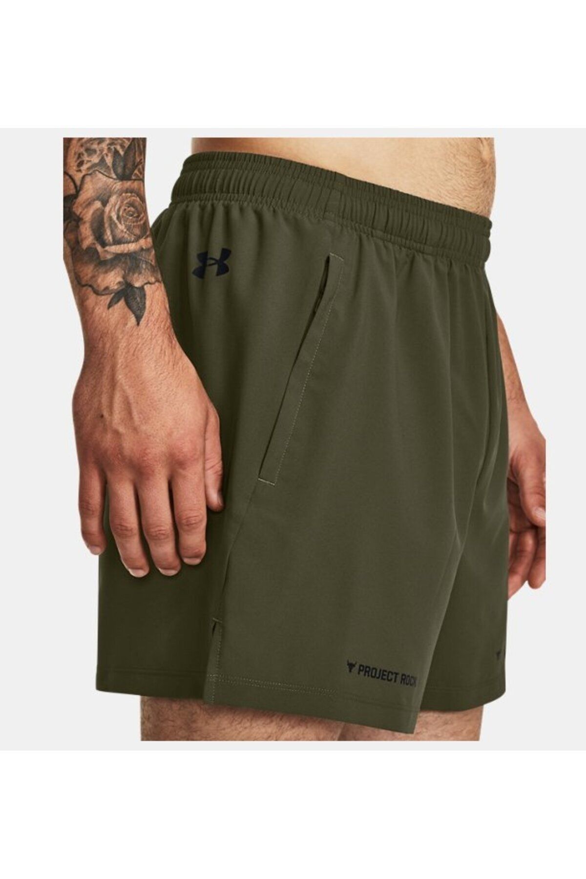شورت ورزشی سبز مردانه Project Rock 5 بافندگی 1380178 390 Under Armour