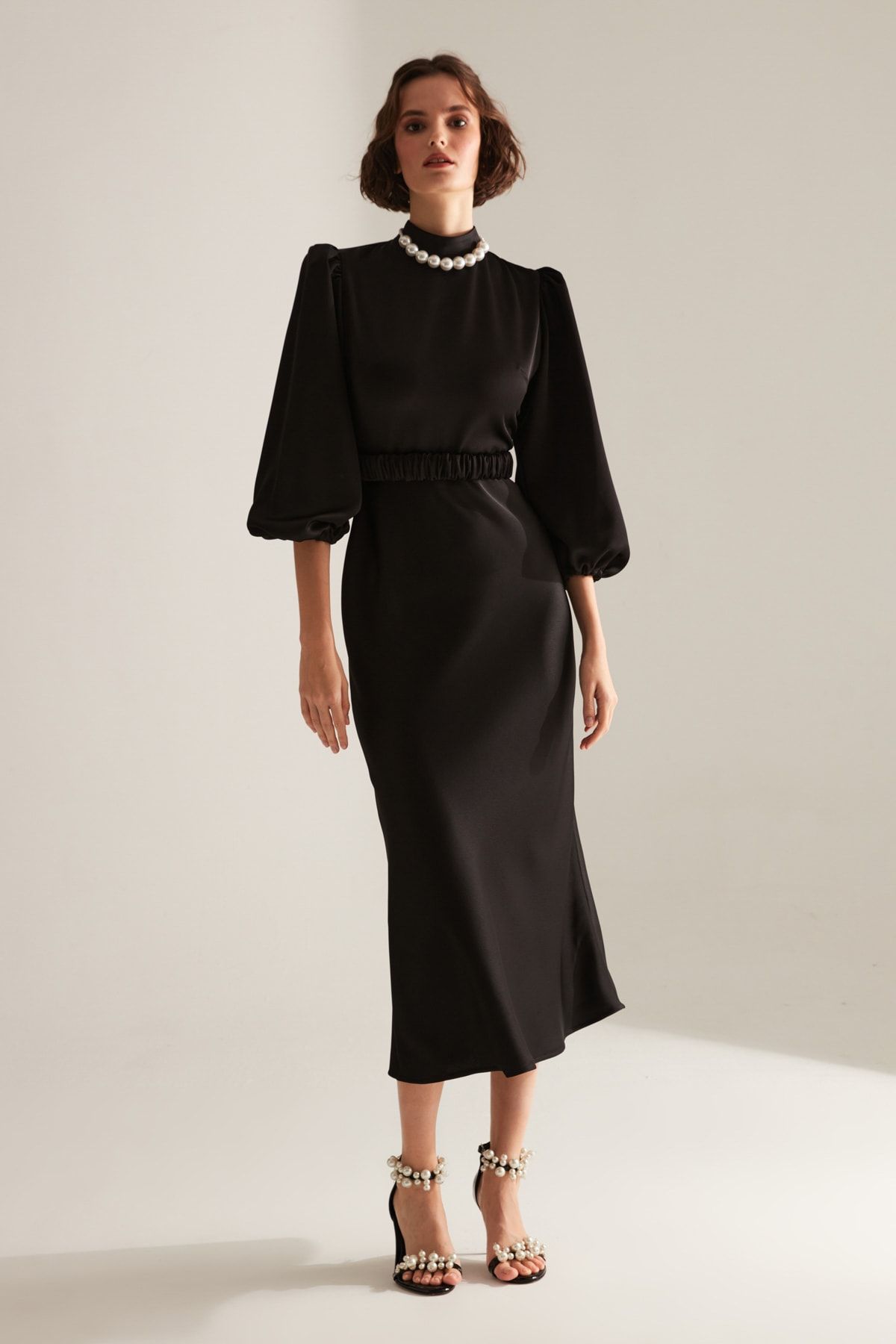 BETTY & SAM-Berthe Magnificent Collar Black Long Engagement Dress 1
