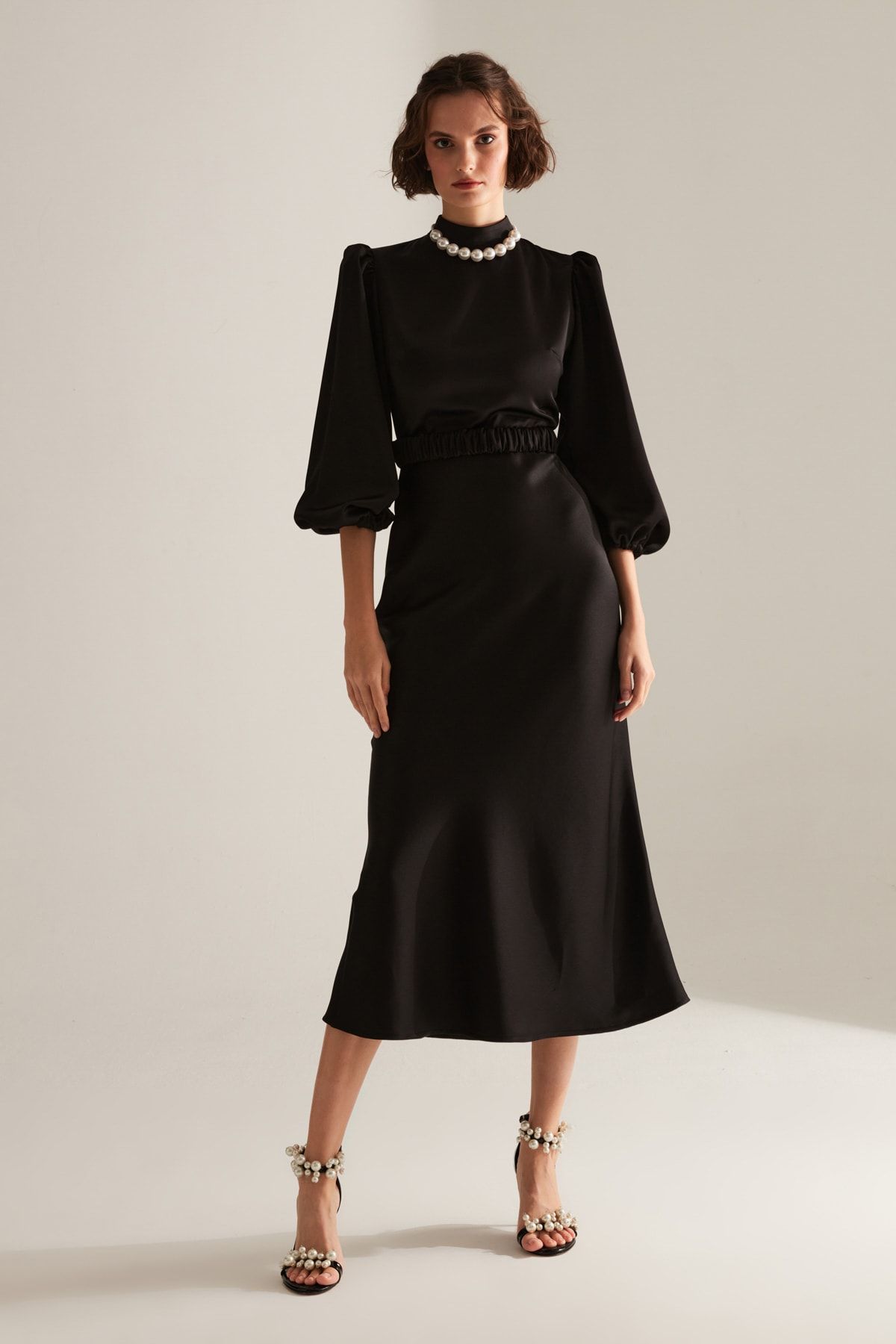 BETTY & SAM-Berthe Magnificent Collar Black Long Engagement Dress 2
