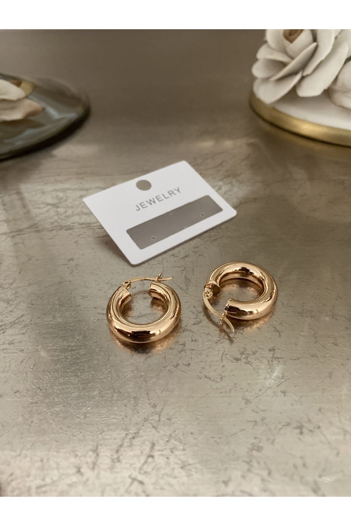 TOMKORS Women s steel earring ring luxury quality gold color does
